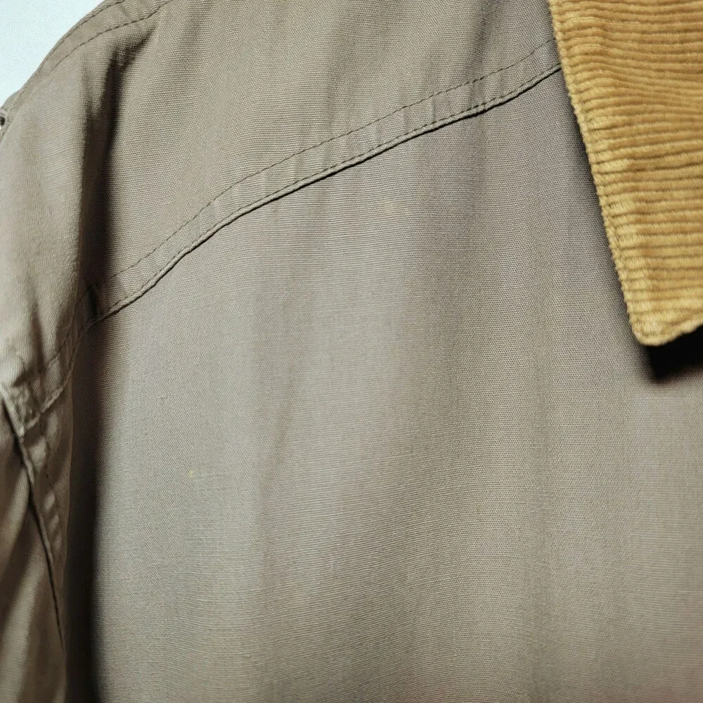 J. Crew Vintage Barn Jacket Tan Corduroy Collar Rugged Fall Canvas Coat L Tall